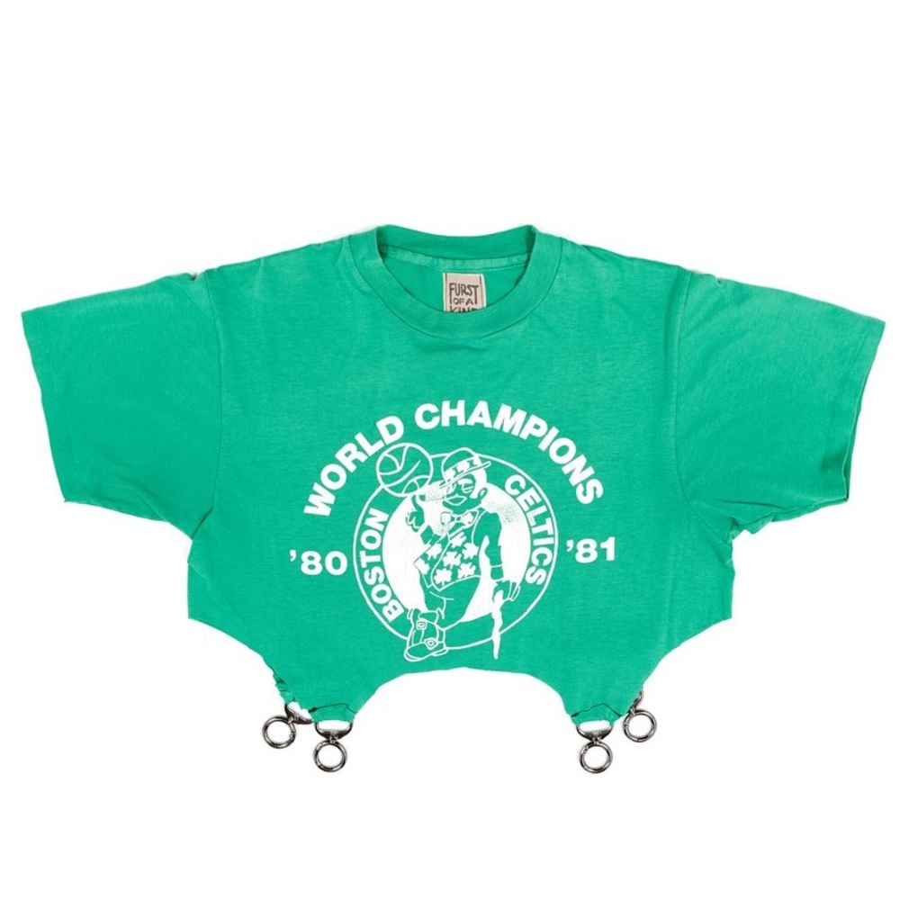 LF Furst of A Kind Boston Celtics Clasp Crop Top